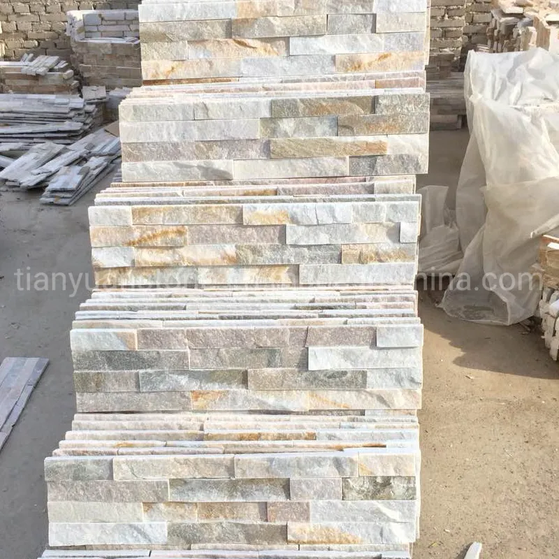 Alaska Cloudy White Grey Quartzite Ledge Culture Stacked Natural Stone for Wall Veneer Pannels