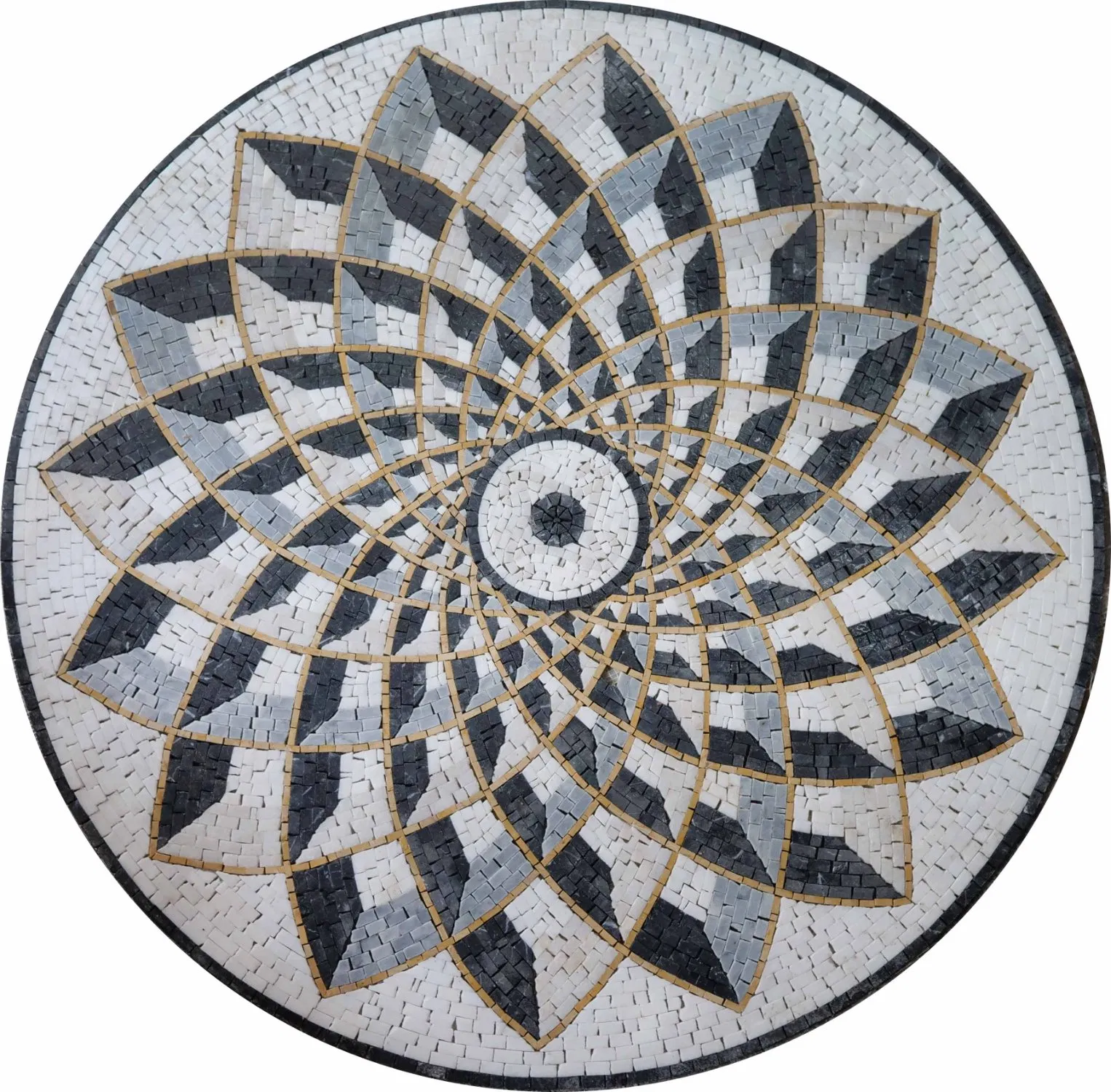 Hotel Lobby Large Round Villa Waterjet Marble Floor Stone Tiles Medallion Pattern Design