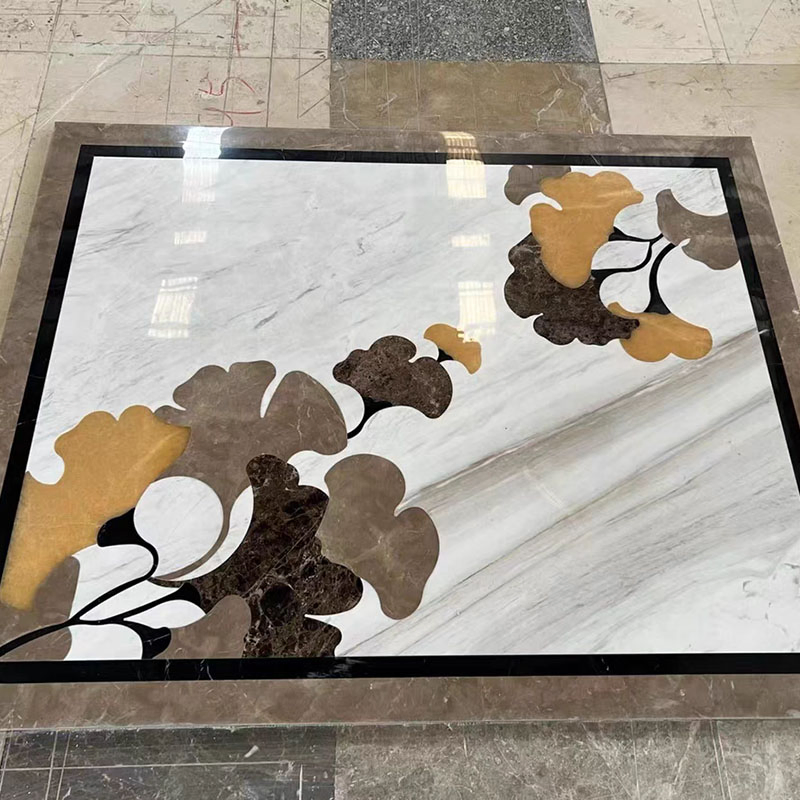 Customized Marble Medallion Flower Design Water Jet Inlay Border Round Frooling Medallion