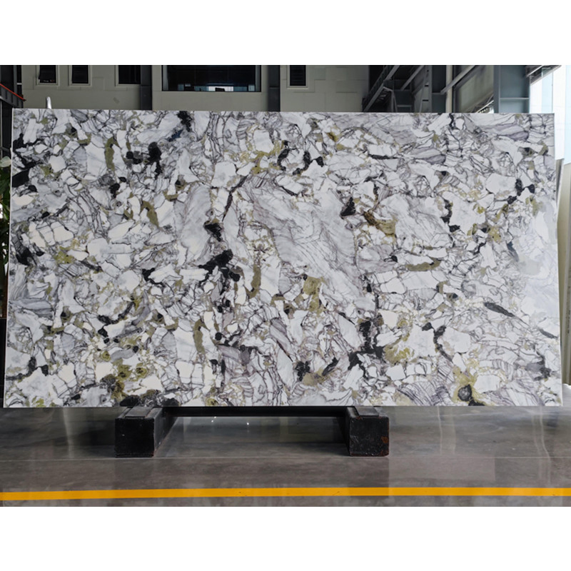 Crystallized Glass Polished Calacatta/Carrara Countertop/Wall Nano White Marble Stone