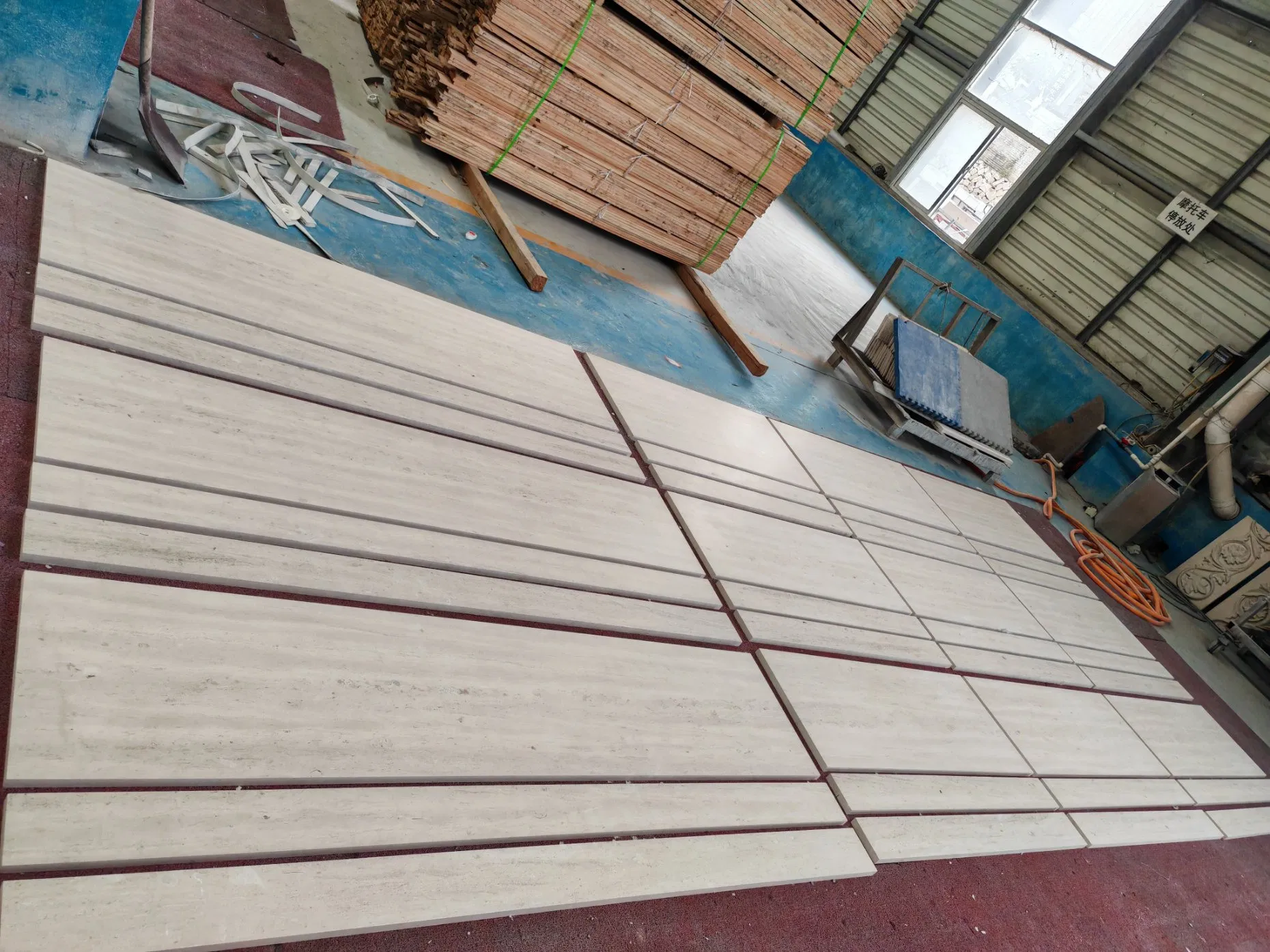 Wood Vein Polished Marble Beige Travertine Stone Tiles for Wall Cladding