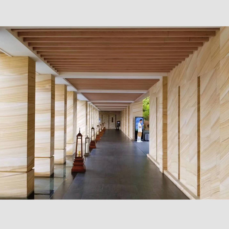 Natural Beige/White/Gold/Yellow Wooden Sandstone for Column/Decoration/Floor/Wall Outdoor Tiles