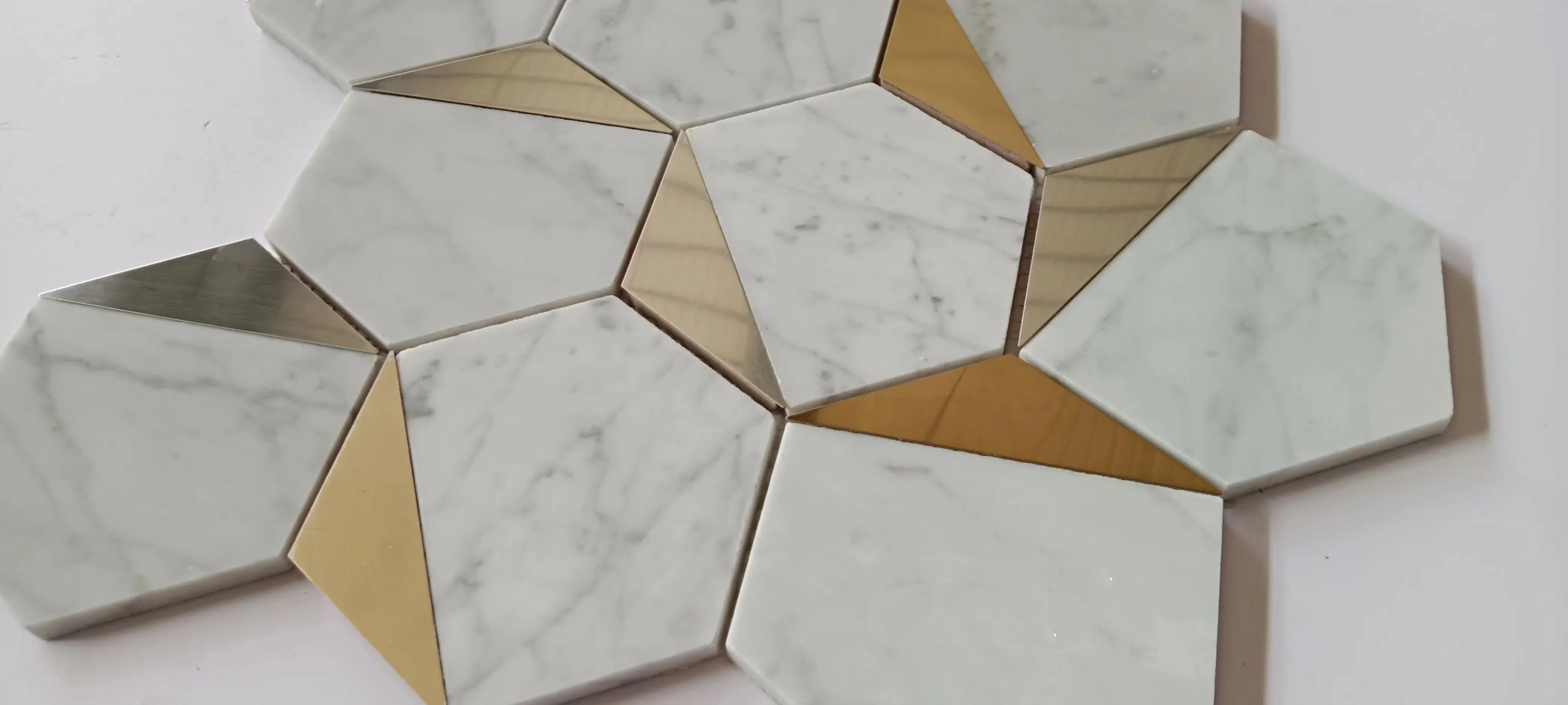 White Dolomite Inlay Marble Wall Decoration Bathroom Kitchen Waterjet Mosaic Tile Marble