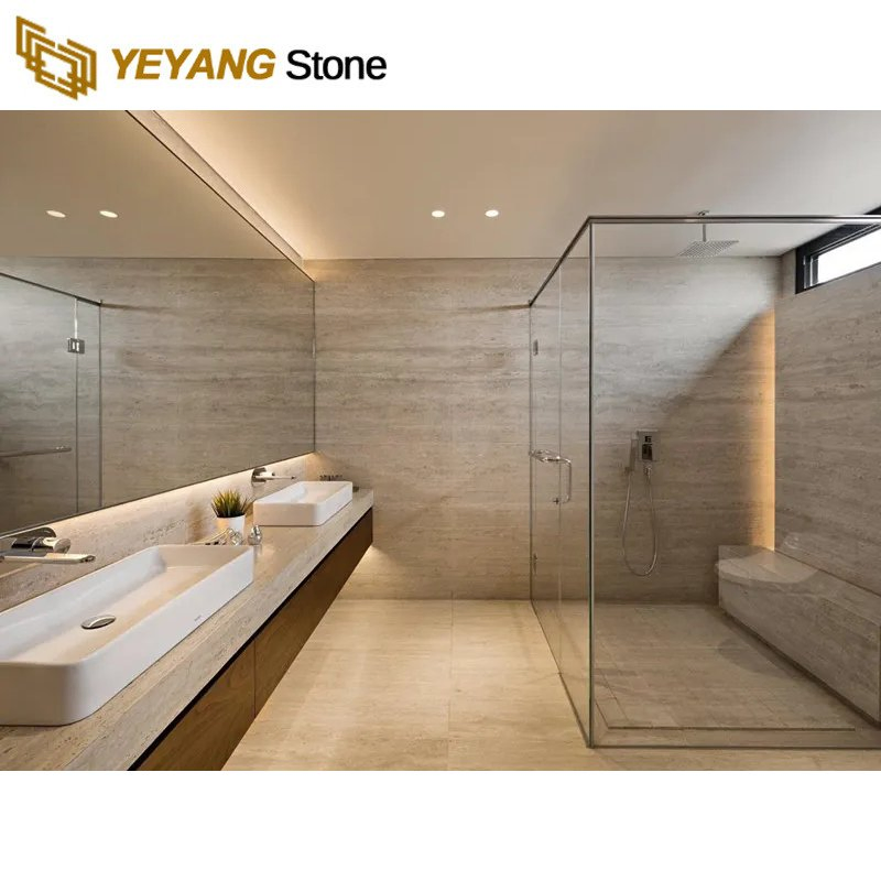 Beige Roman Travertine for Bathroom/Countertop/Vanity/Wall/Floor Vein Cut Travertine Marble Tiles Supplier