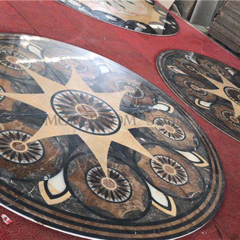 Dark Color Round Waterjet Medallion for Marble Onyx Inlay Flooring
