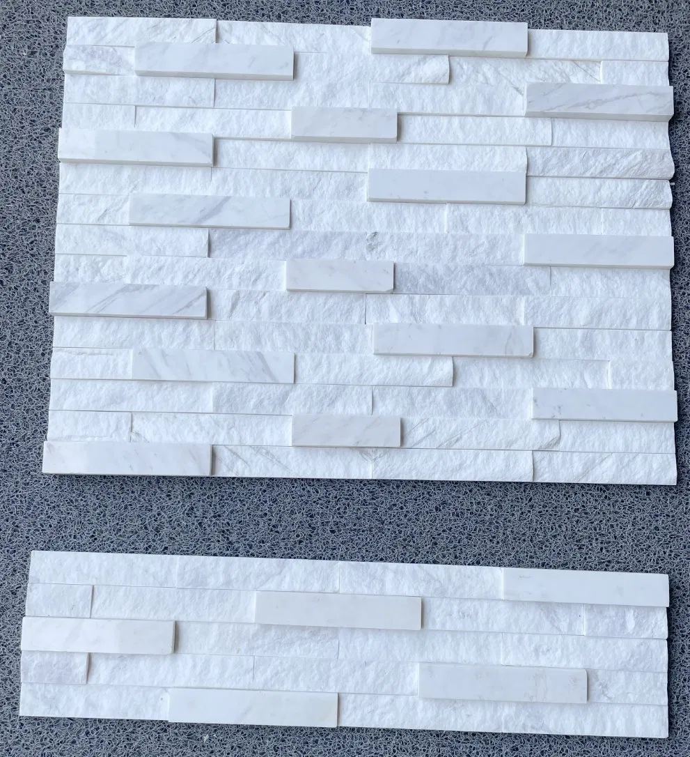 Natural stone veneer ledger panel polished/split white Volakas Marble Stacked Wall Stone for interior/outdoor/exterior bathroom/kitchen/lobby wall/background
