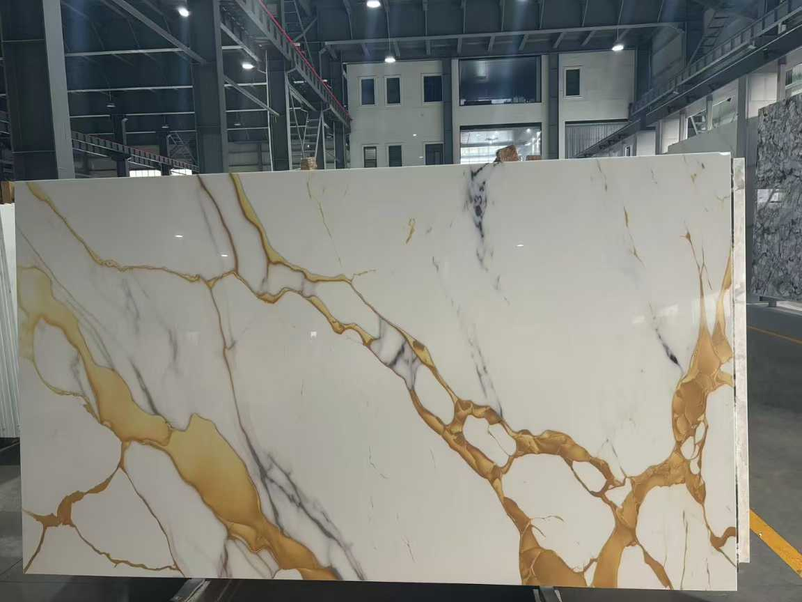 Nano Glass Stone Calacatta Series 012 for Decoration Interior Design Flooring Wall Cladding Countertop