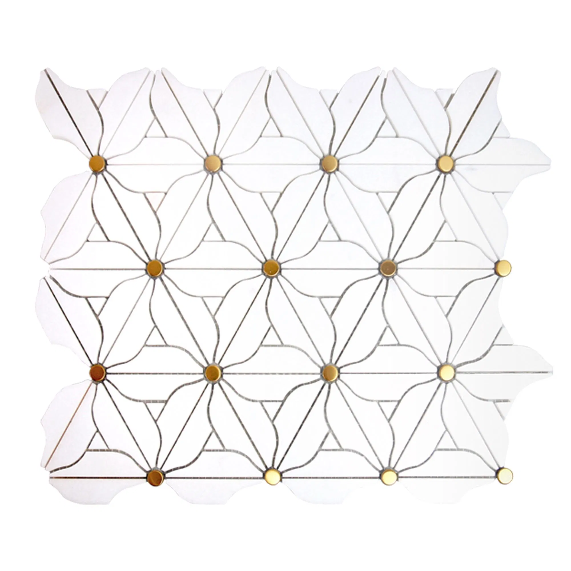 Manufacturer Foshan Natural Metal Mix Stone Fireproof Flower Pattern Mosaic Tile Wall Marble Mosaic