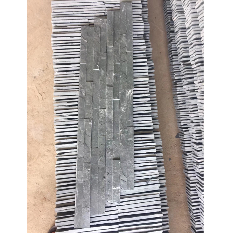 Rough Finish Black Slate Ledgestone Tile, Stacked Stone Veneer