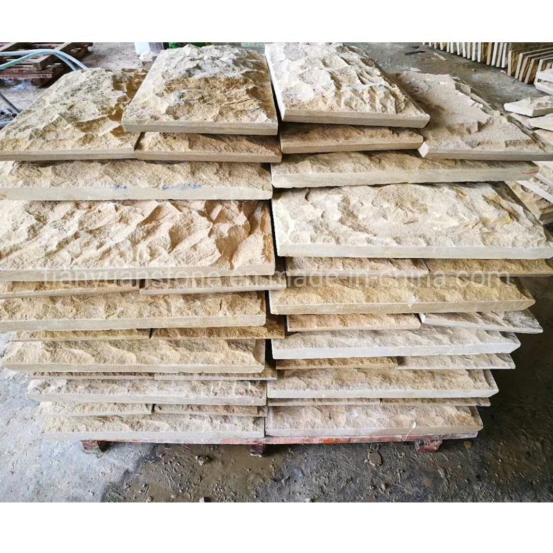 Yellow Wooden Sandstone Mushroom with Natural Split Surface