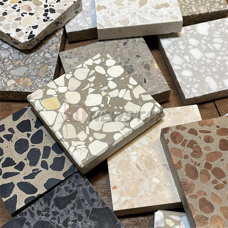 Newstar Polished Terrazzo Flooring Porcelain Tile Products Colorful Shopping Mall 600X600mm Terrazzo Tile