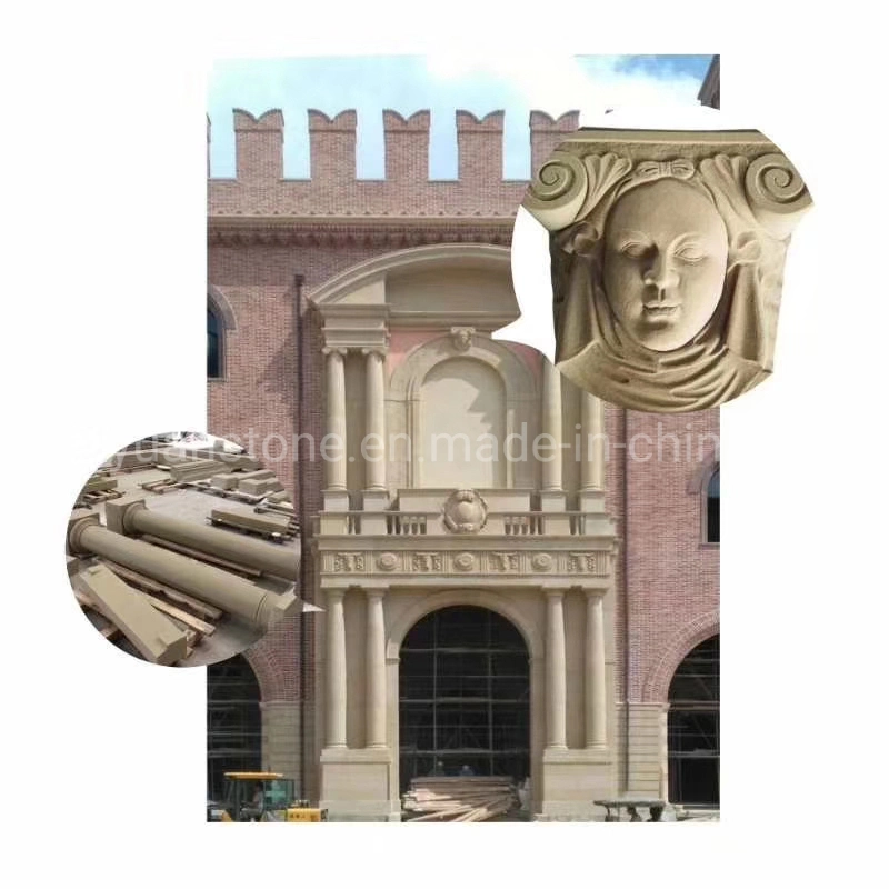 Surround Beige Sandstone Door Frame for Residence Decoration