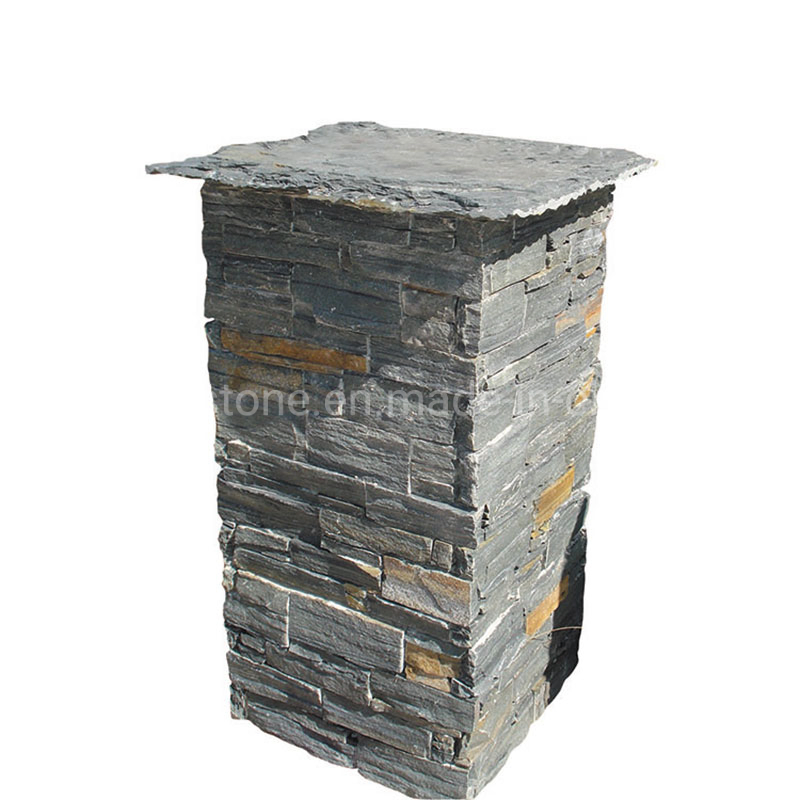 Stone Column Mail Post Entrance Stacked