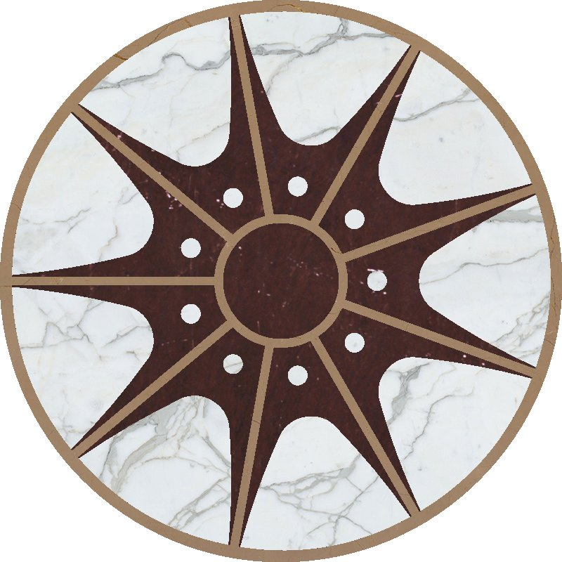 Water Jet Patterns Yellow brown blue Red White Black beige gold Grey Marble Floor Medallion for Interior/indoor decoration