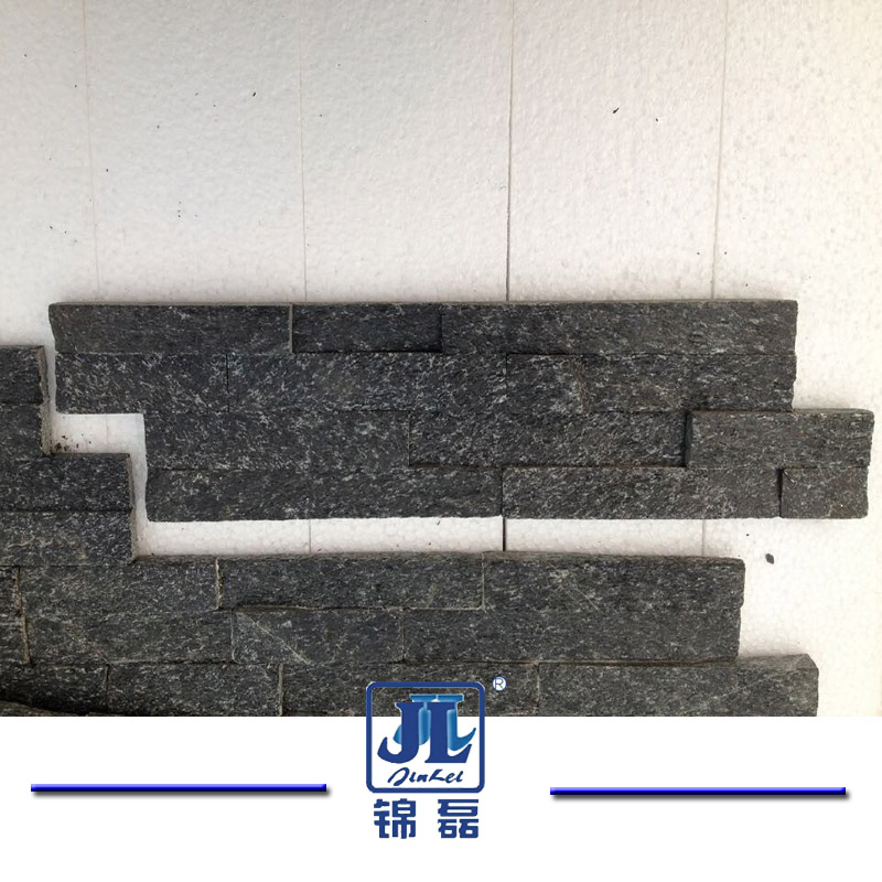 Z Shape Black Quartzite Stacked Ledge Culture Stone for Slate Veneer and Wall Panel