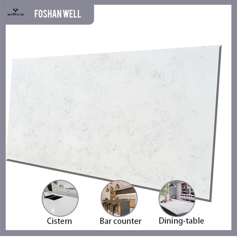 Polished Artificial Calacatta White Quartz Vanity Countertops Stone Slab Gold Grey Vein