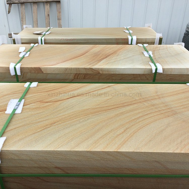 China Cheap Wooden Yellow Sandstone Wood Vein Marble Wall/Flooring Tile/Basluter