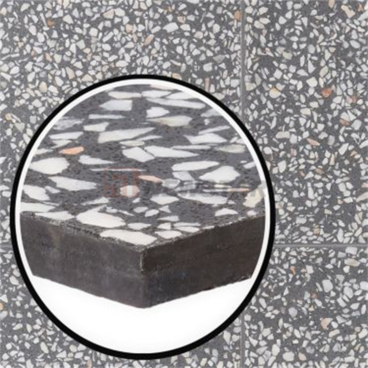Artificial Bespoke Dark Grey Terrazzo for Flooring/Tabletop/Bench Top Polished Terrazzo Table Bright Colorful Terrazzo Tiles