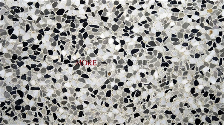 China Artificial Stone Black and White Grey Terrazzo