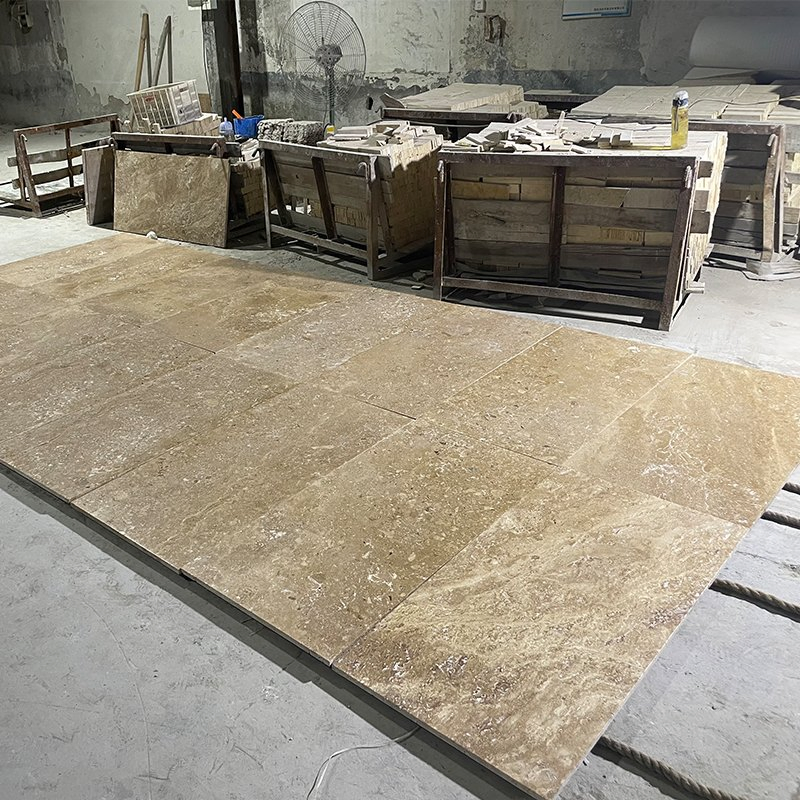 Wholesale Chinese Coffee Travertine Beige Brown Travertine Floor Tiles for Villa Project