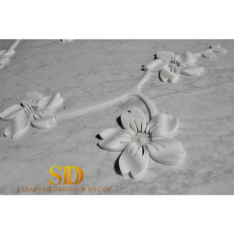 Latest Medallion Design 3D Waterjet Marble Inlay for Wall Decoration