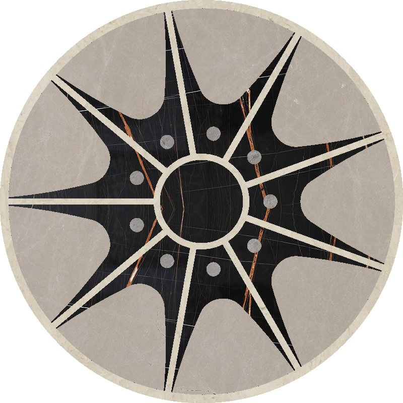 Water Jet Patterns Yellow brown blue Red White Black beige gold Grey Marble Floor Medallion for Interior/indoor decoration