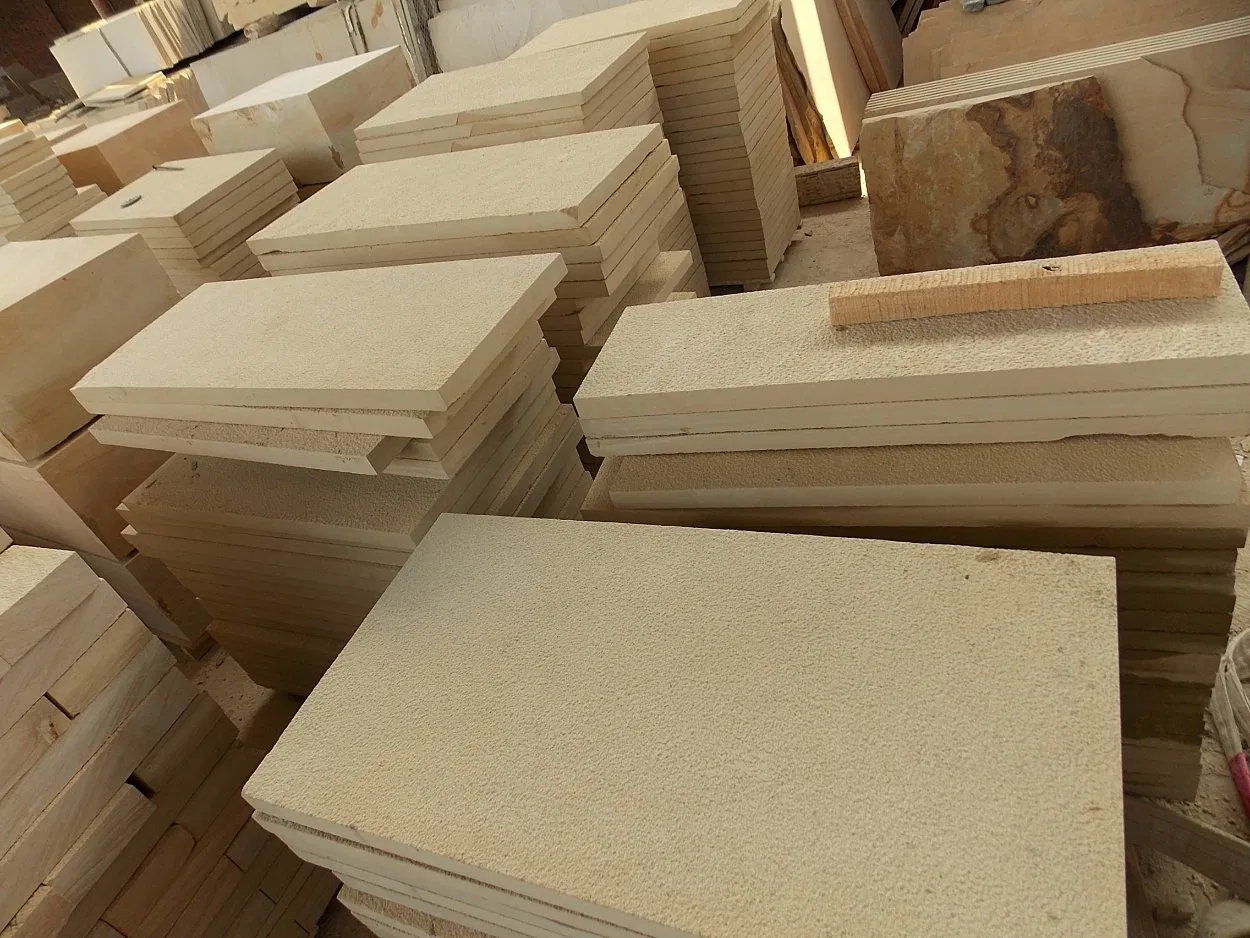 Hot Sale Beige Sandstone for Wall/Floor/Stair Flamed/Honed