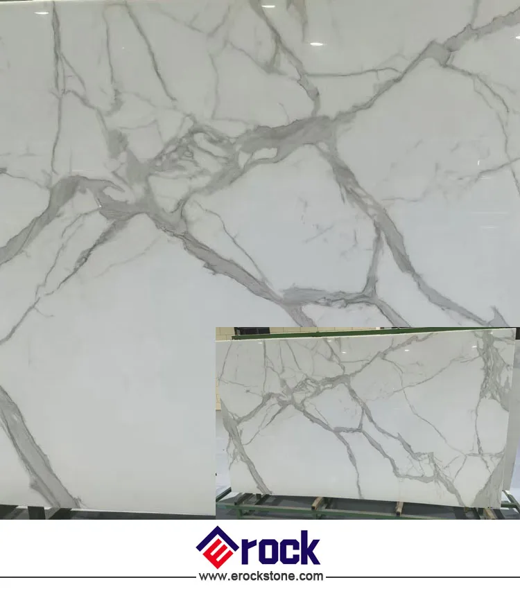 White Calacatta Viola Violet Nano Crystal Glass Stone 4