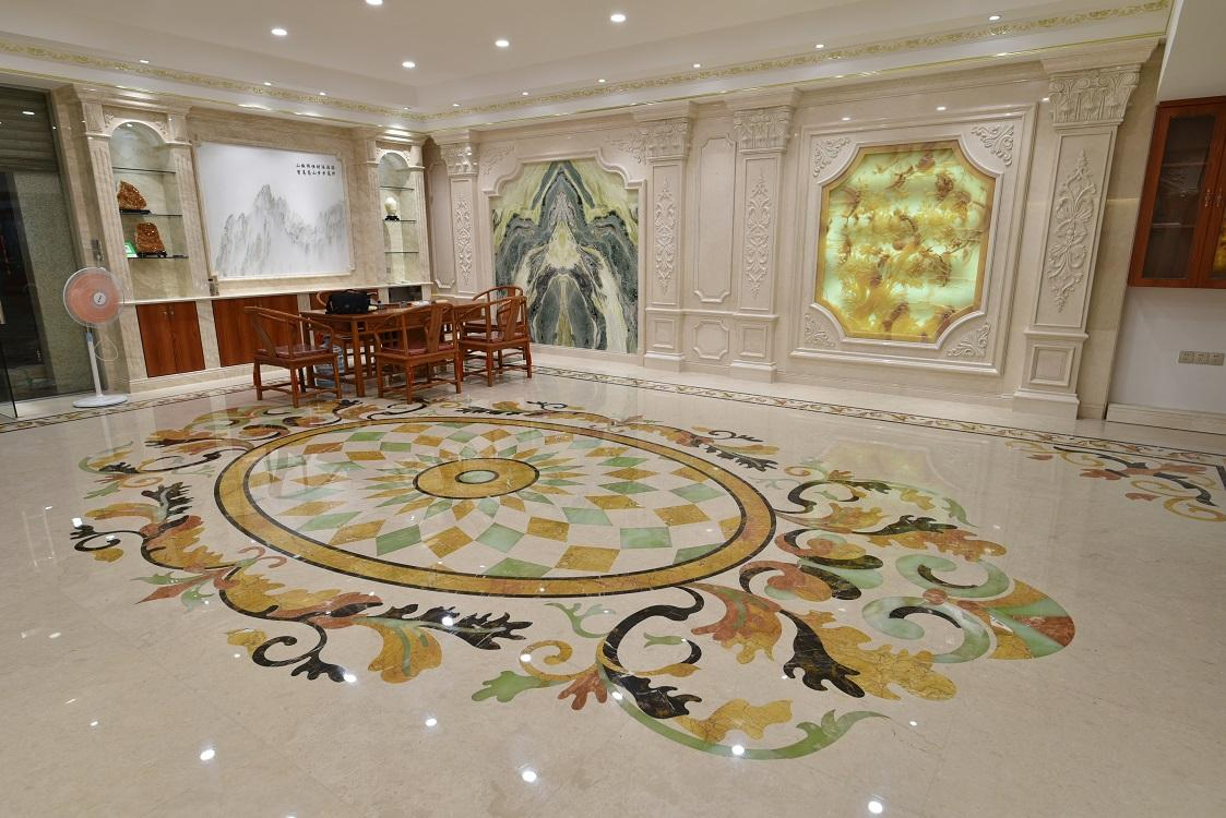 Stone Pattern Marble Waterjet Flooring Medallion for Hotel Hall Design