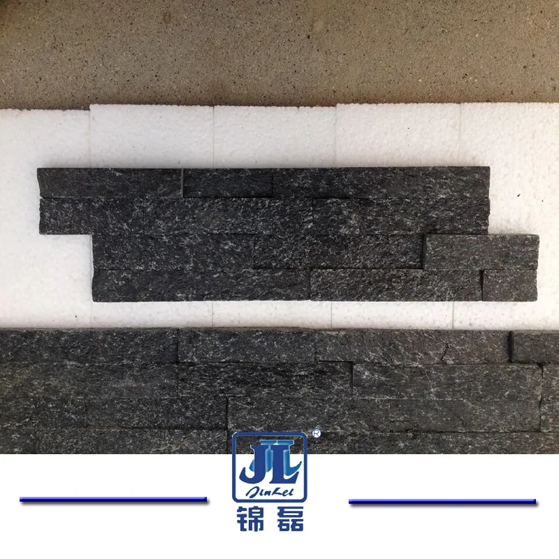 Z Shape Black Quartzite Stacked Ledge Culture Stone