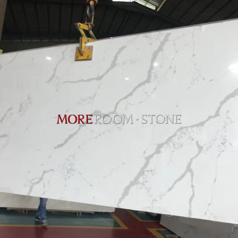 China Hot Sale Artificial Stone White Marble Quartz Stone Slab for Kitchen Countertops