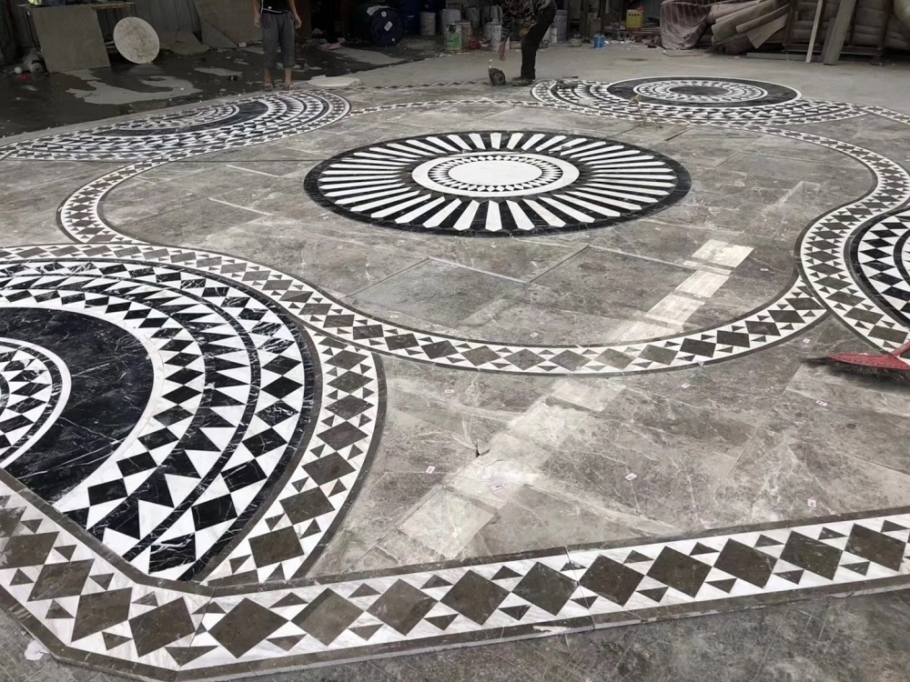 Stone Pattern Marble Waterjet Flooring Medallion for Hotel Hall Design