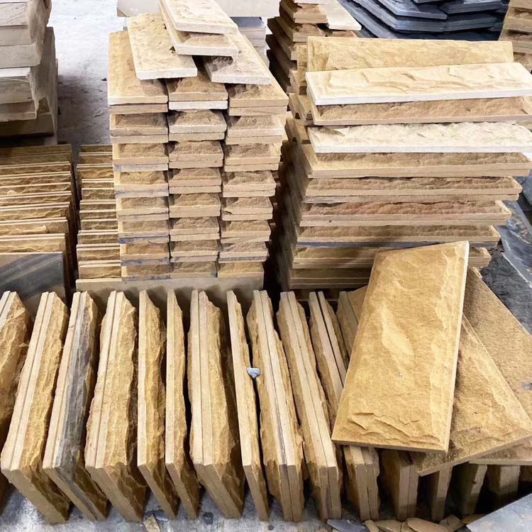 Exterior Wall Tile Stone Facade Wooden Yellow Sandstone Cladding Tile
