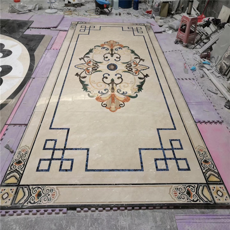 Stone Pattern Marble Waterjet Flooring Medallion for Hotel Hall Design
