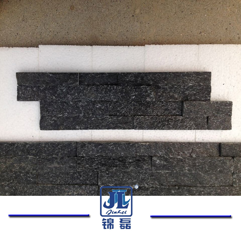 Z Shape Black Quartzite Stacked Ledge Culture Stone for Slate Veneer and Wall Panel
