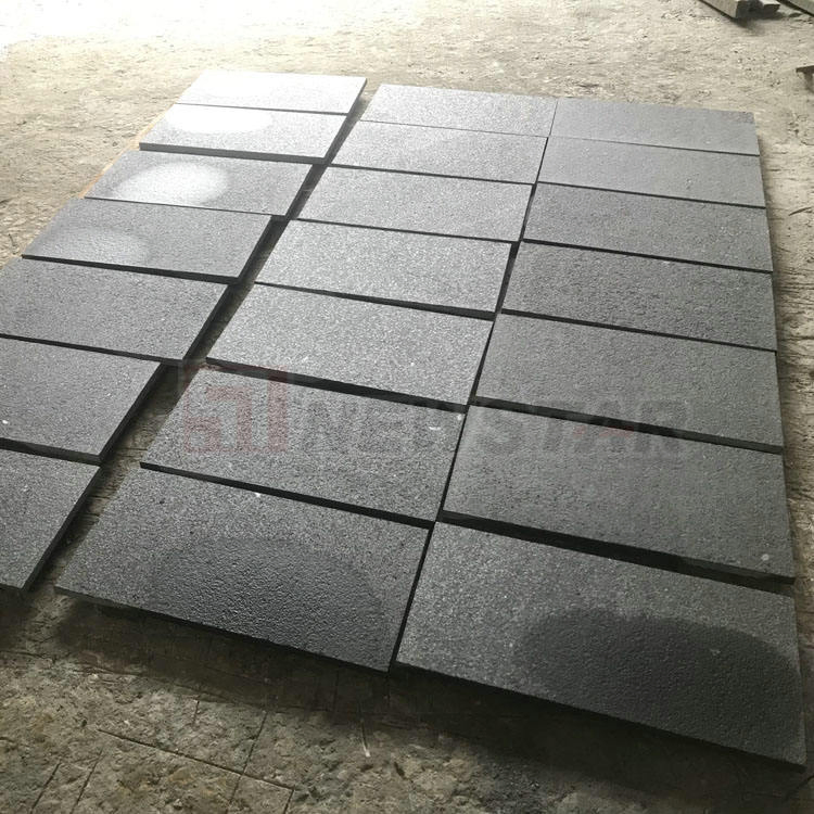 Flamed Brushed Black Basalt Stone Tile G684 Flamed Granite Tile G684 Basalt