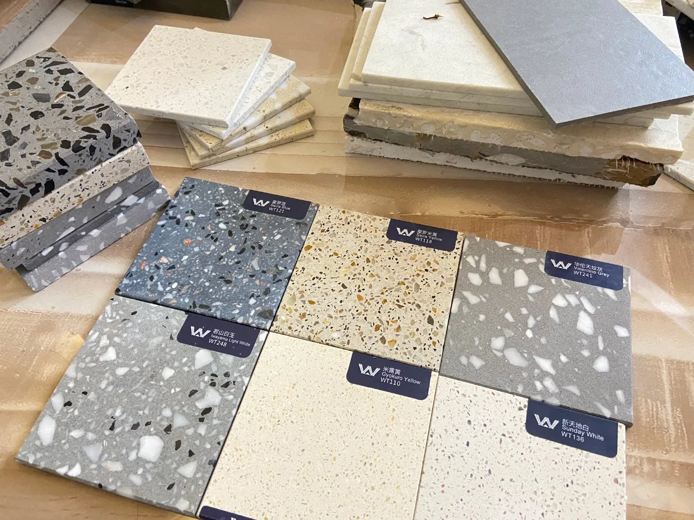 Cement Slab Light Gray Terrazzo Vanity Top for Apartment