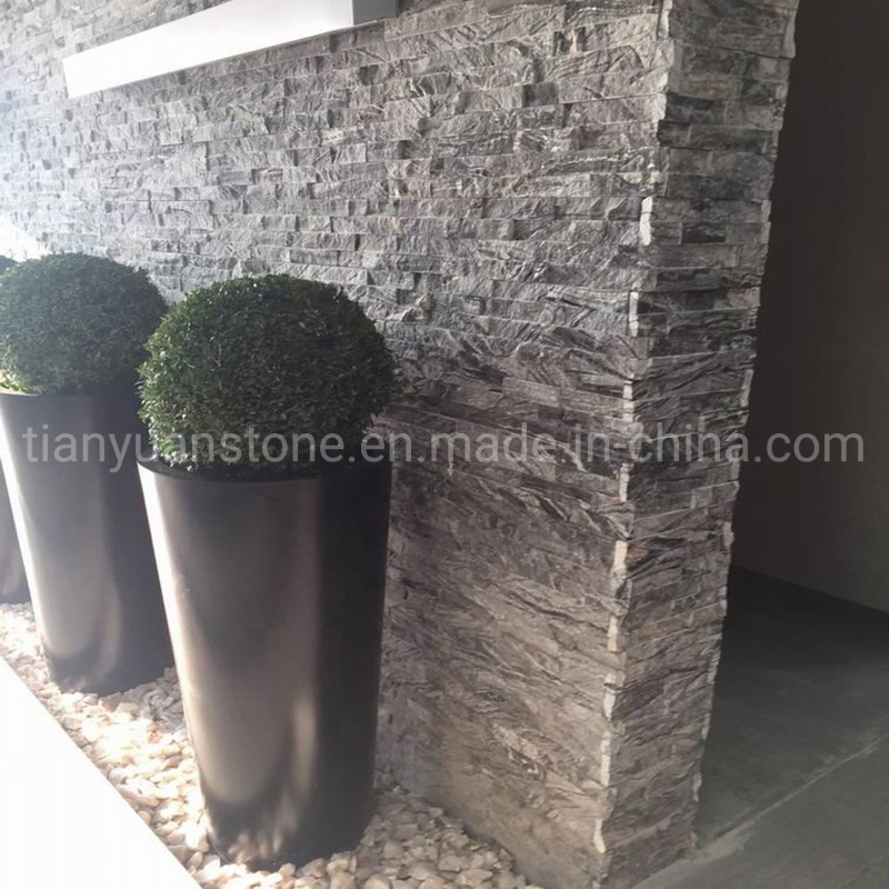 Black Stacked Ledge Culture Stone for Wall Stone Panel