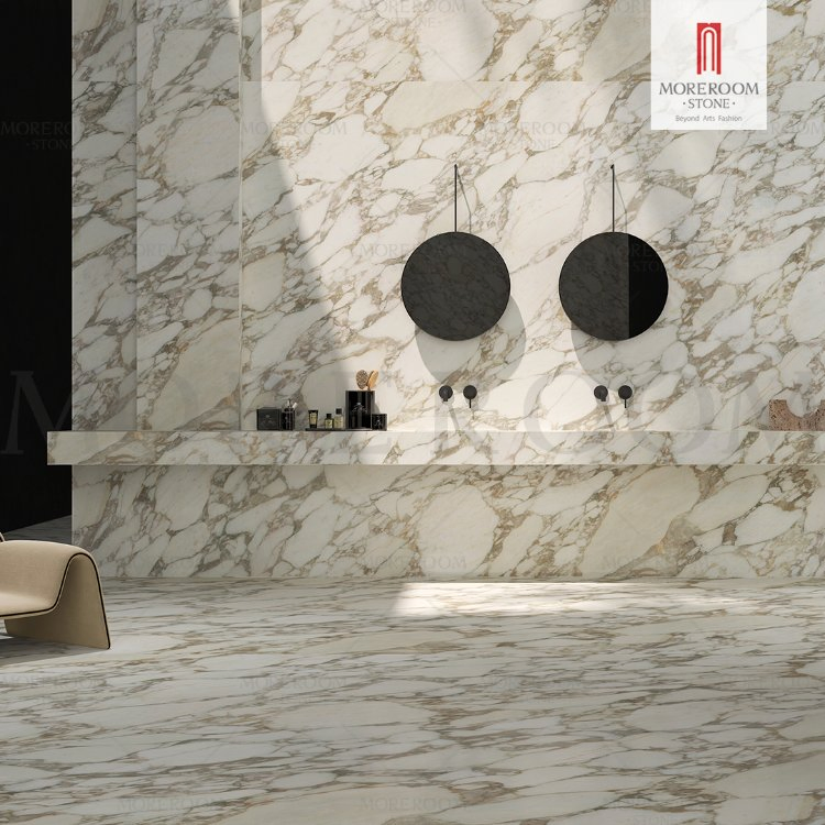 1600*3200*12mm Artificial Calacatta Gold Bright Surface Sintered Stone Tile for Living Room