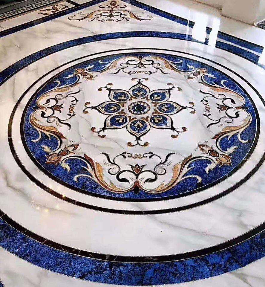 Stone Pattern Marble Waterjet Flooring Medallion for Hotel Hall Design