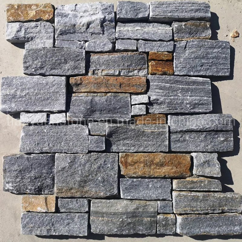 Black Quartzite Stacked Ledge Culture Stone for Slate Veneer and Wall Panel