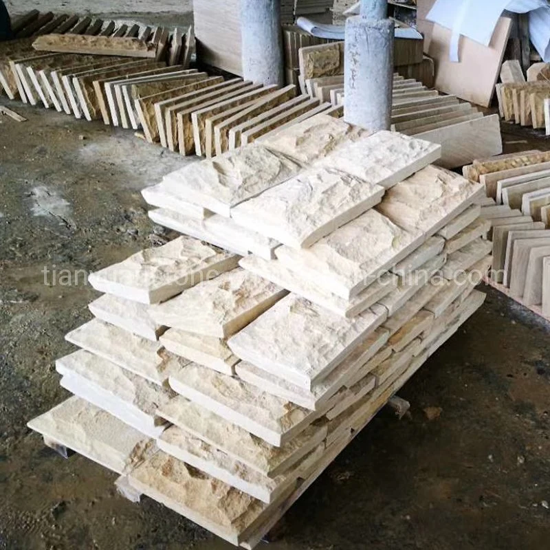 Yellow Wooden Sandstone Mushroom with Natural Split Surface