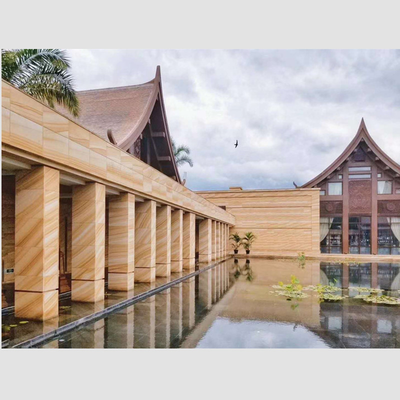 Natural Beige/White/Gold/Yellow Wooden Sandstone for Column/Decoration/Floor/Wall Outdoor Tiles