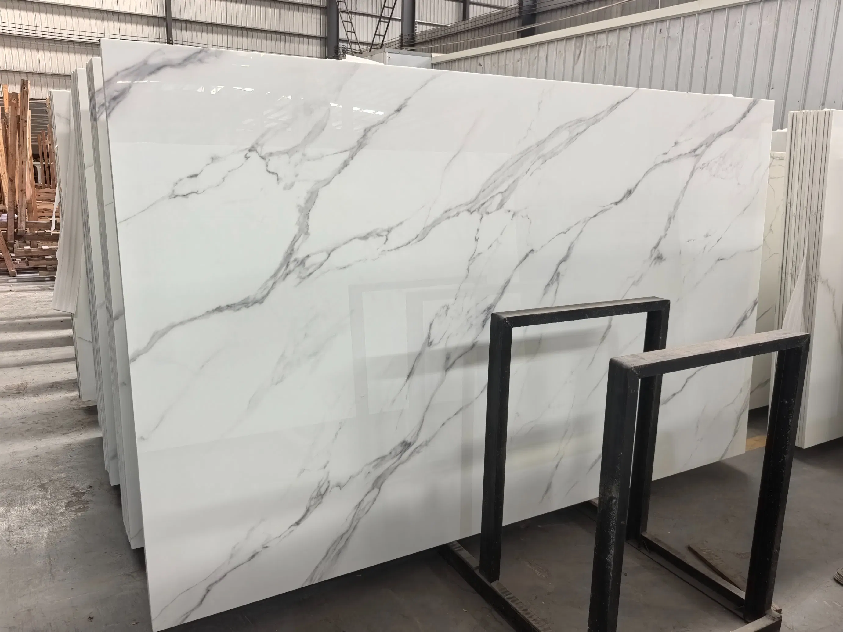 Nano Glass Crystal Stone Pure White Calacatta Veins Good Quality for Tables Countertops