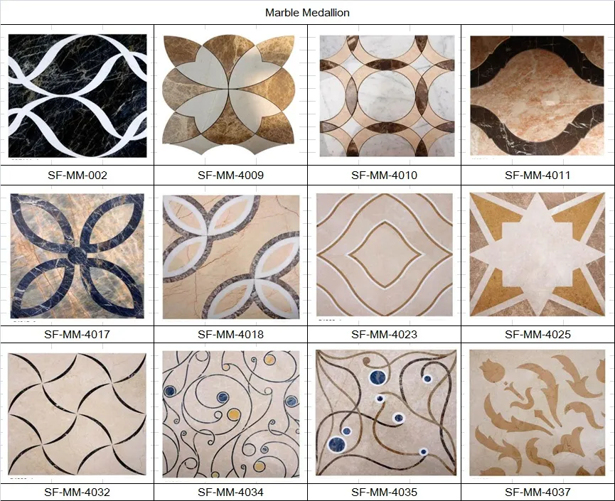 Polished Water Jet WHITE AND GREY MARBLE medallions