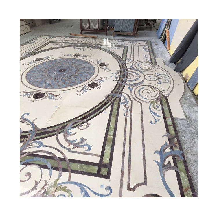 Villa Hotel Marble Floor Design Flower Pattern Lobby Flooring Tile Stone Waterjet Marble Medallion