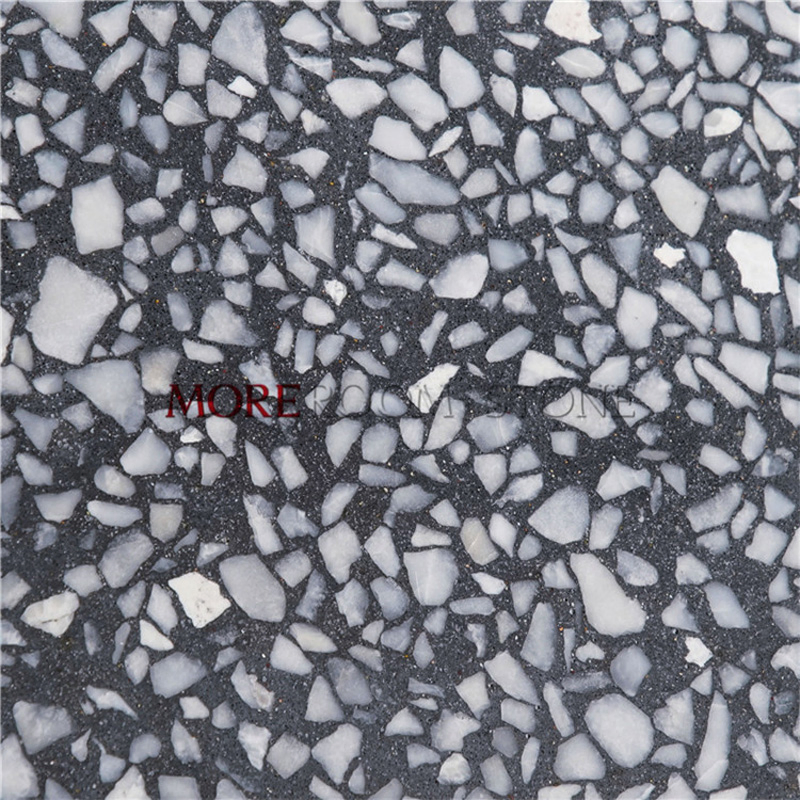 Black and White Chip Cobblestone Terrazzo Patterns for Background Wall