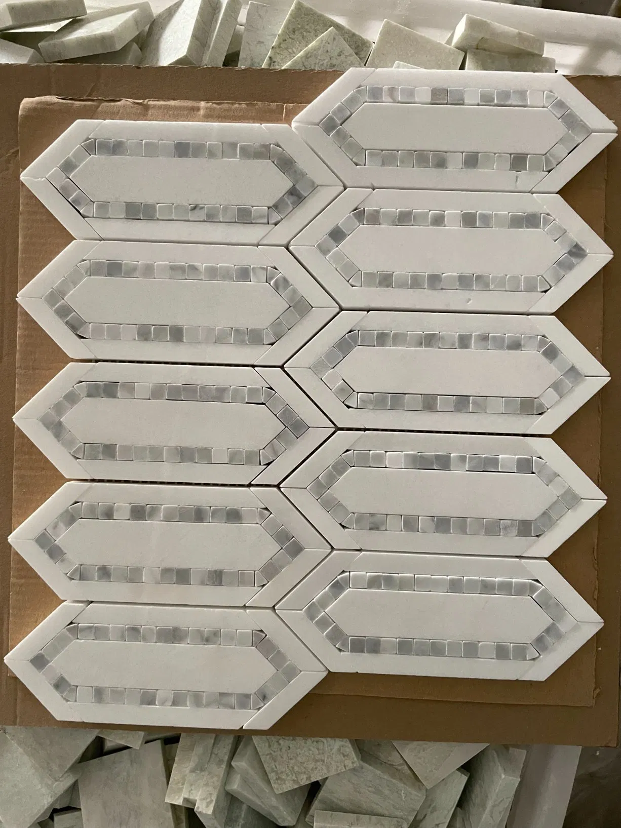 Natural stone honed Crystal White Grey Blue Marble Mosaic for Indoor/Interior Floor Wall Ceiling