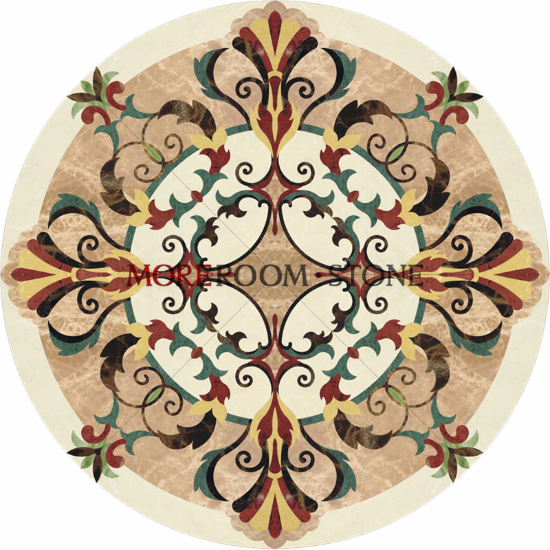 Superb Kashmir Round Marble Waterjet Medallion for Home Decor