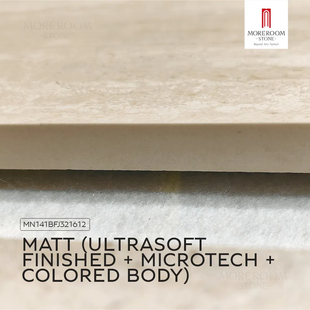 1600X3200mm Artificial Roman Travertine Matte Surface Sintered Stone for Waterfall Edge Kitchen Island